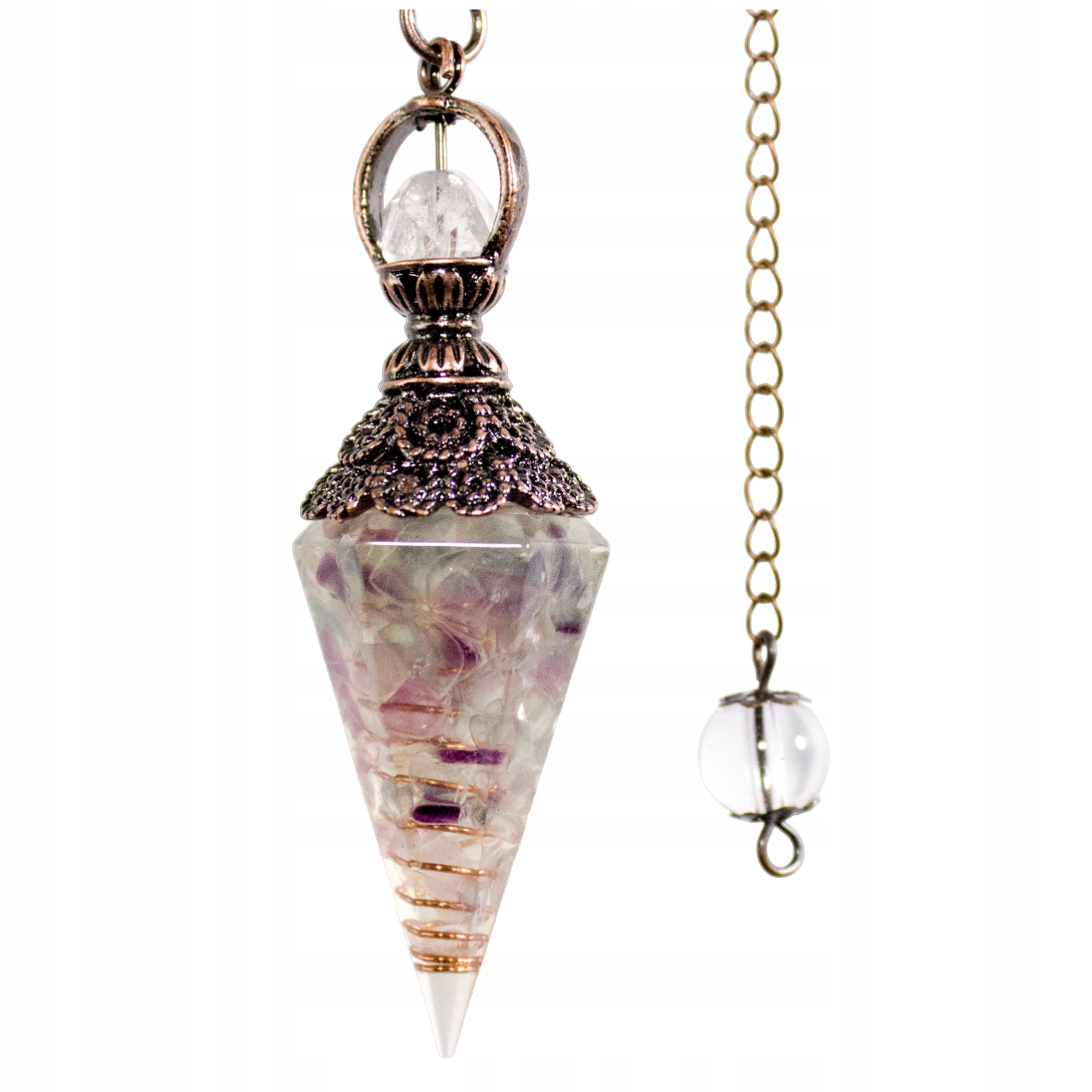 Wahadełko Orgonit Fluoryt Miedź Wahadło Radiestezyjne Wisiorek Medytacja