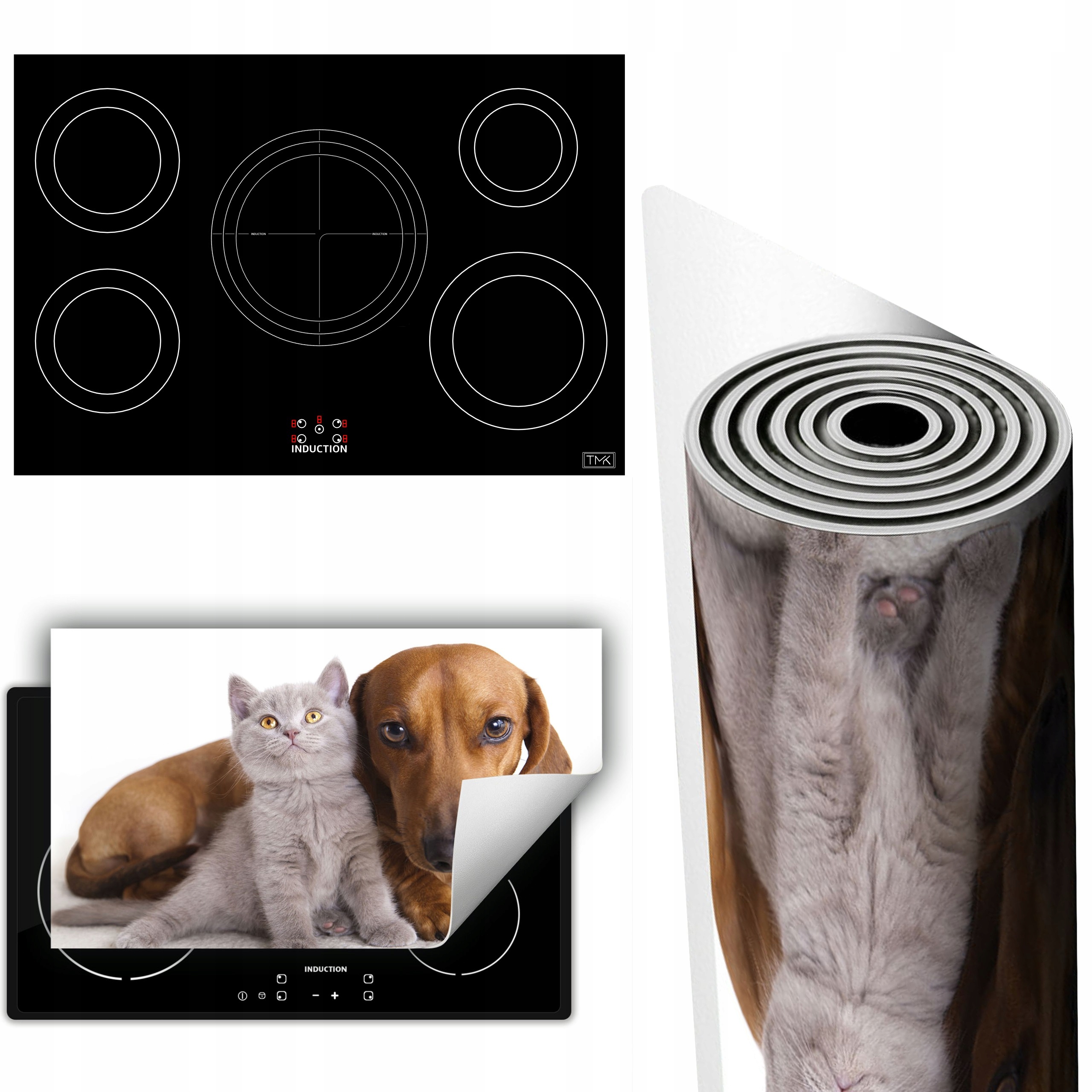 Vinylová Podložka Ochrana Kuchyňské Desky 90x52 Kočka a pes