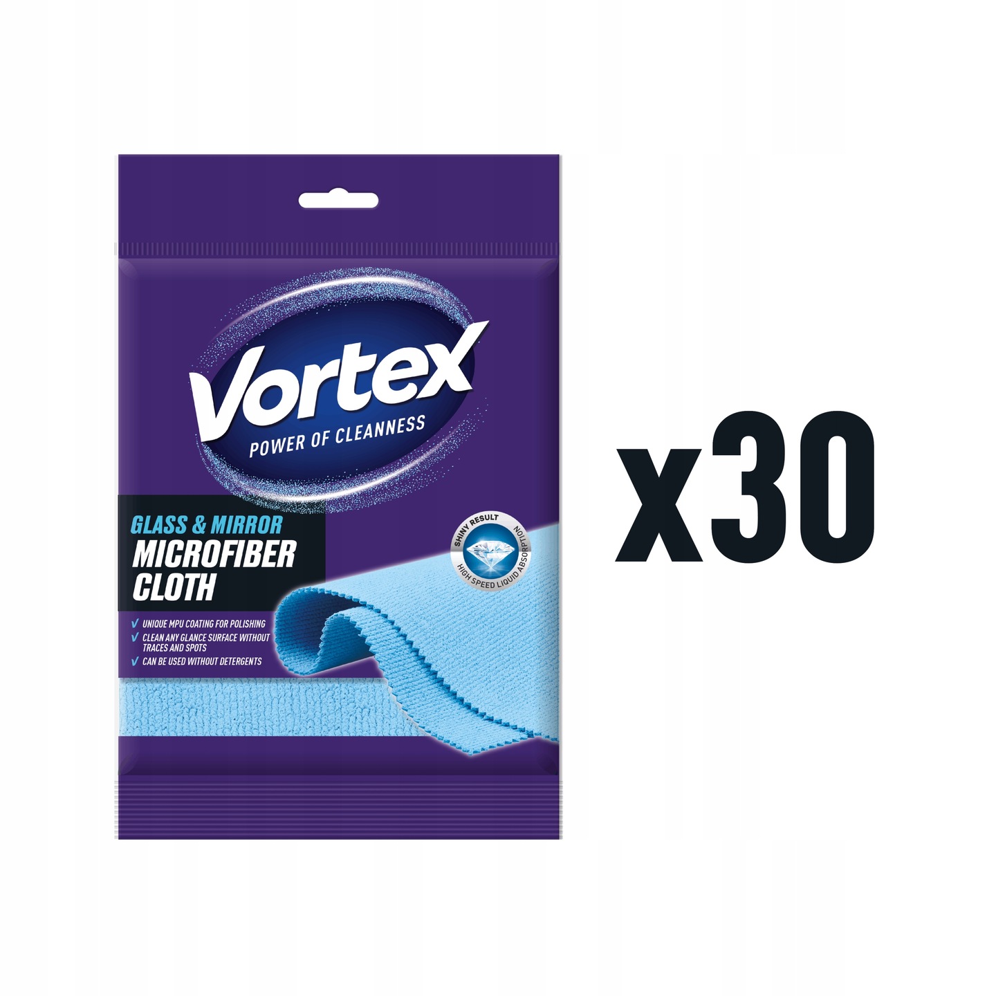Levně Vortex Utěrka z mikrovlákna na sklo a zrcadla, 1 Ks, sada 30 × 1 ks