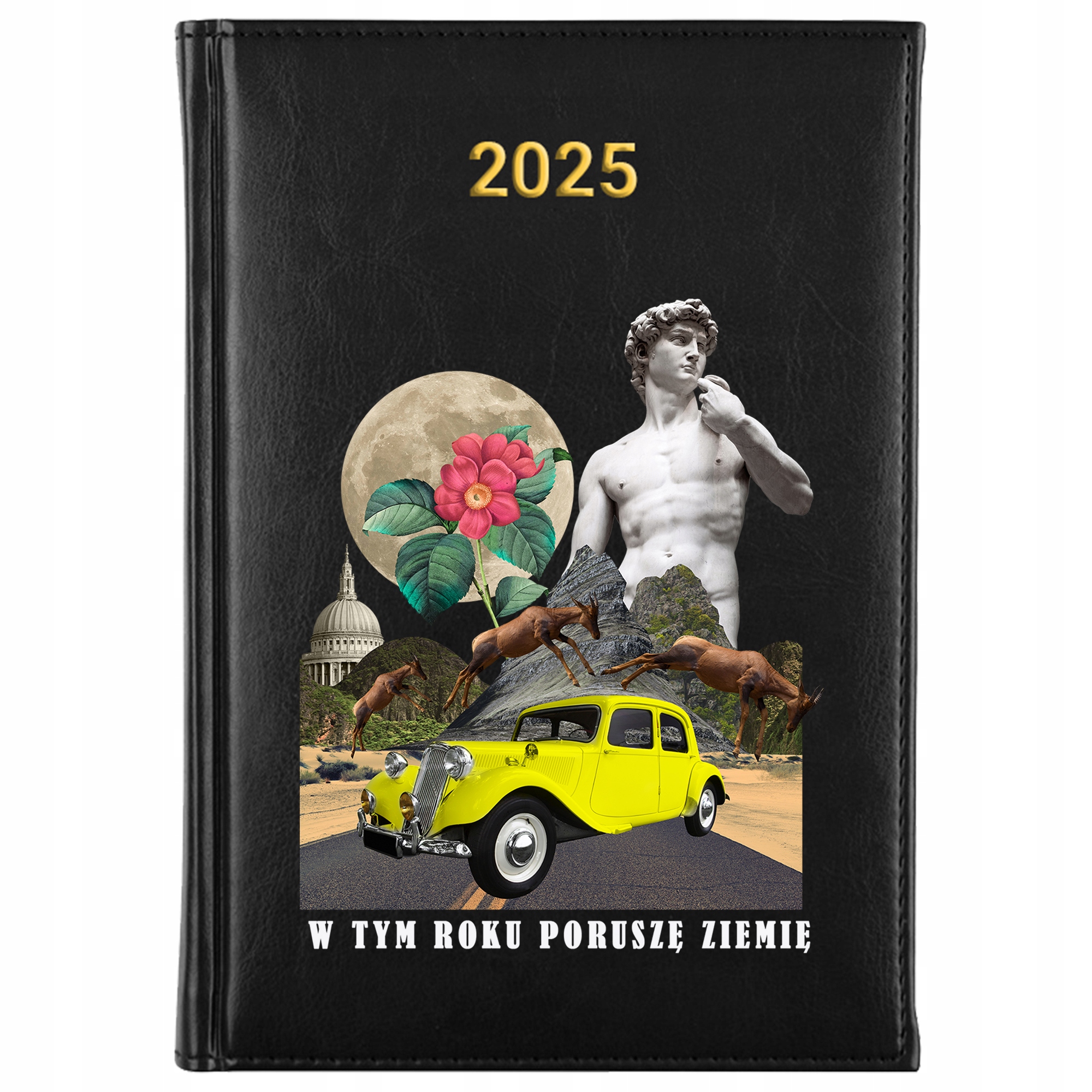 KALENDARZ A5 2025 CZARNY Planer Terminarz W TYM ROKU PORUSZĘ ZIEMIĘ Wz