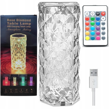 

Kryształowa Diamentowa Lampa Róża Led Rgbw