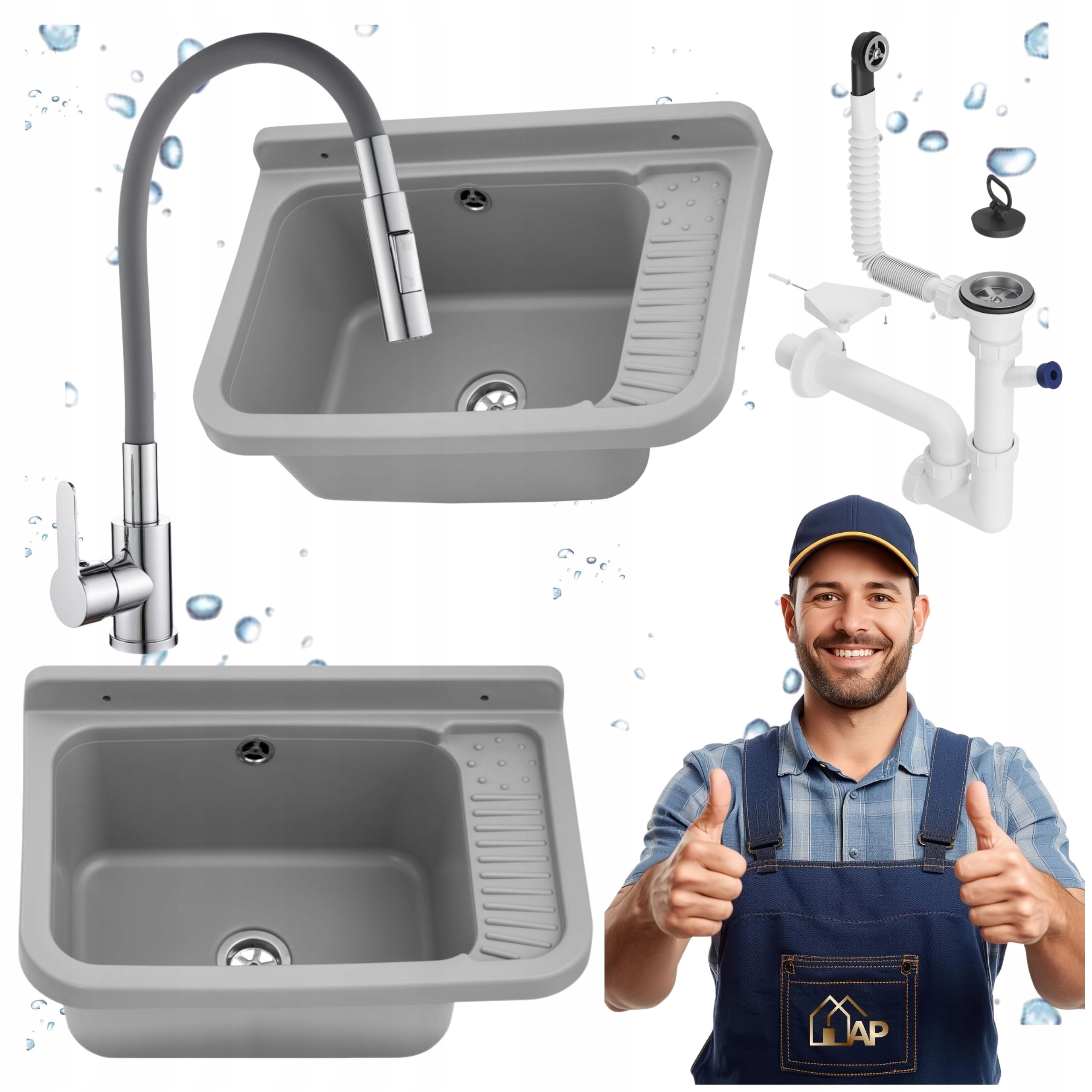 Technická komora Technický Dřez Baterie Ohebná Šedá Prádelna Kotelna