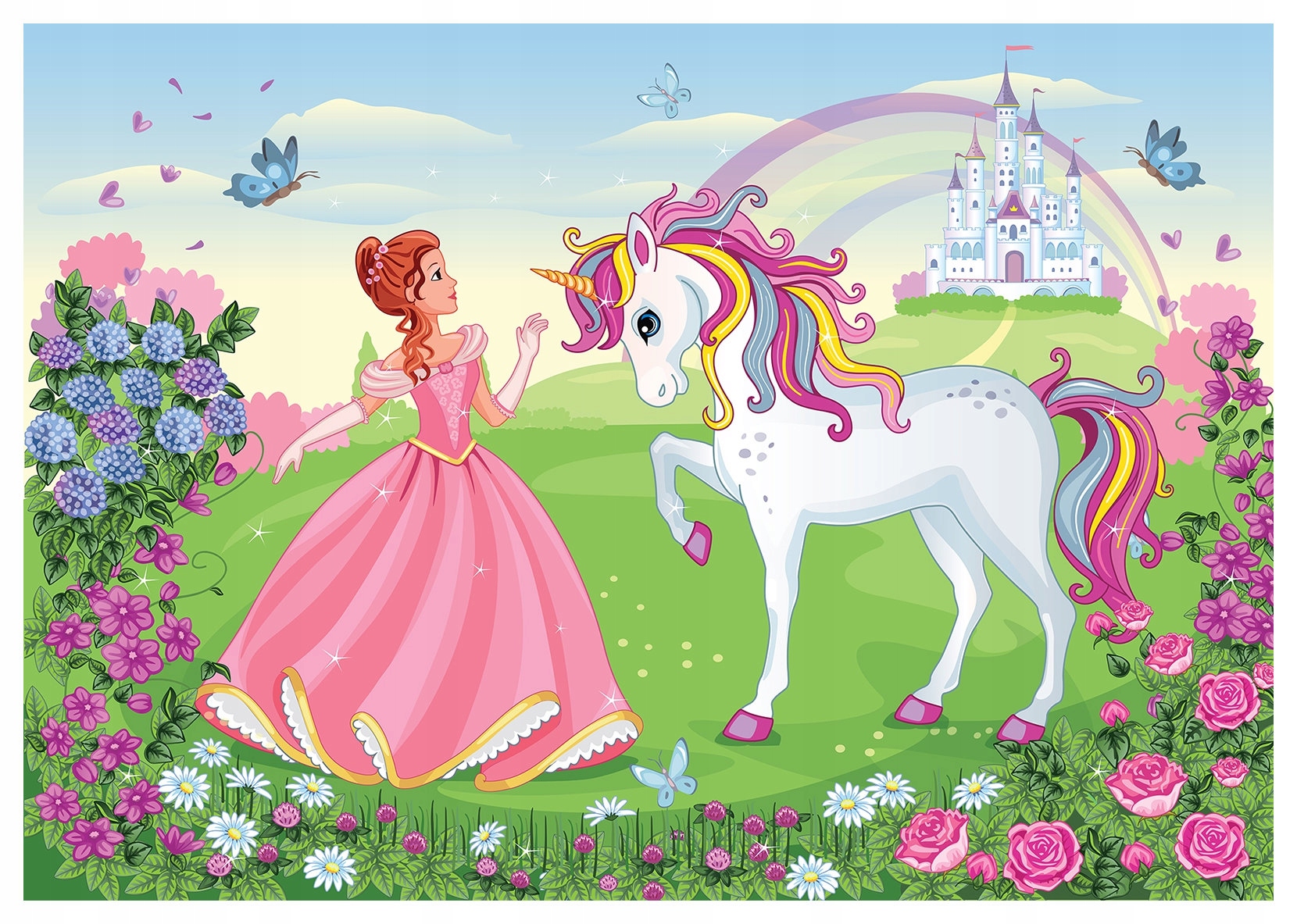 Fototapeta Princezná Jednorožec Pastelová 416x290 Rozprávka do izby lepidlo