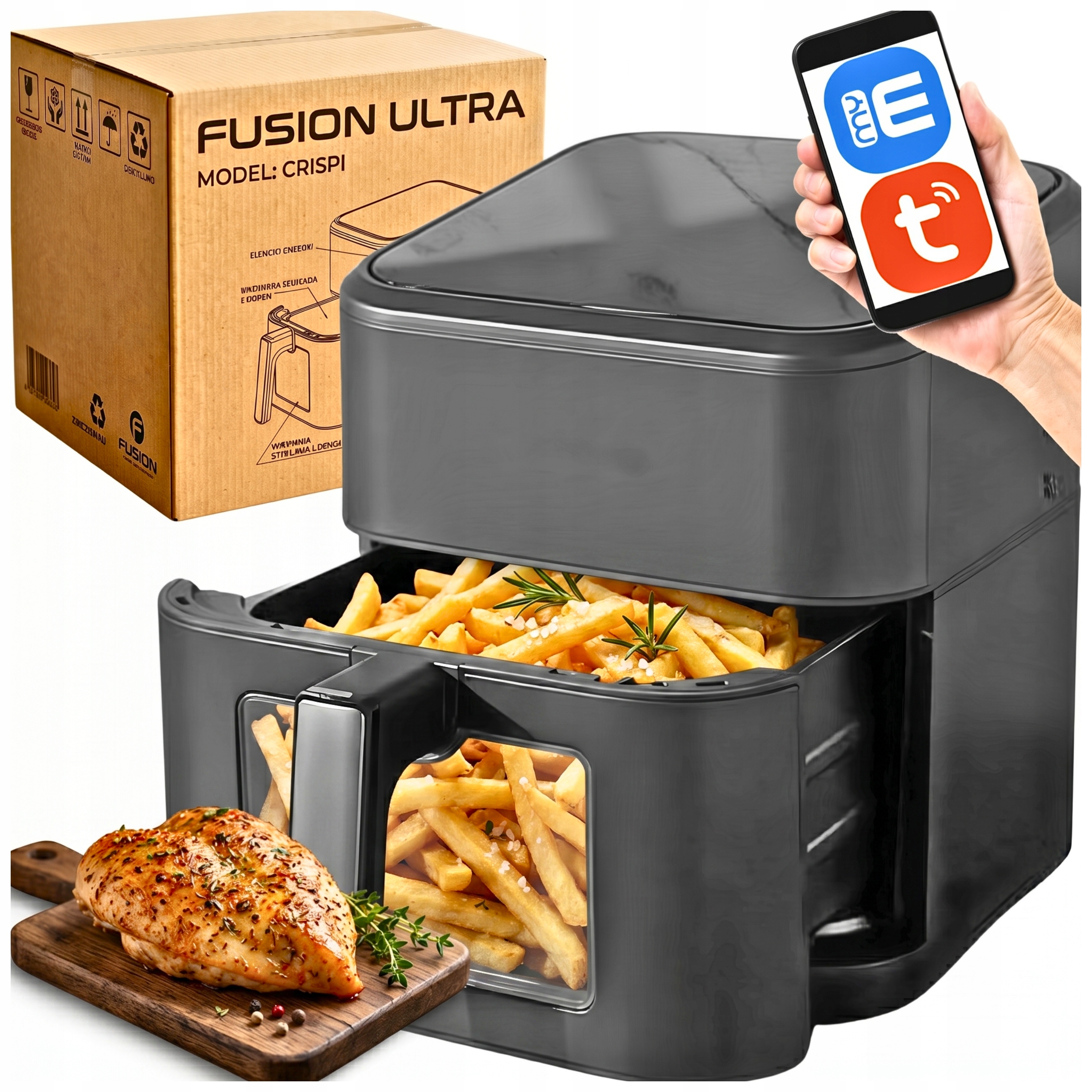 Air Fryer Beztuková Fritéza 8 L 2000 W 8 Programov Dotykový Panel