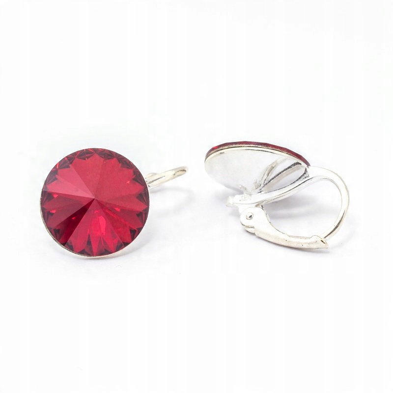 

Srebrne kolczyki z kr. Swarovski Rivoli 12mm Siam