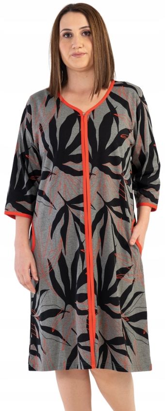Šedý Župan Na Zip Župan Listy 4XL