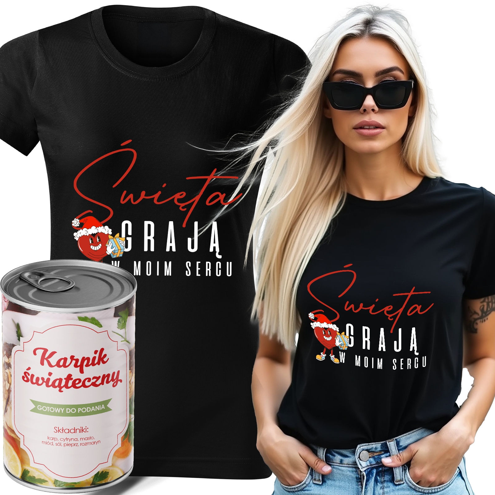 Tričko Tričko V Plechovce, Černé, Dámské, Vánoční Dárek V Mém Srdci XL