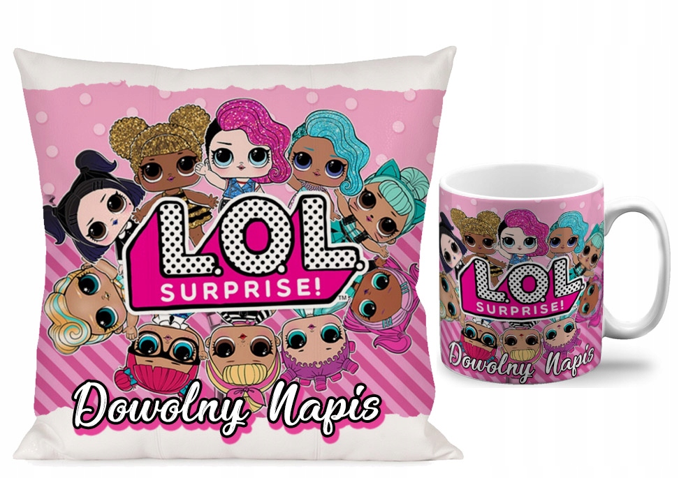 ZESTAW PODUSZKA + KUBEK LOL SURPRISE + IMIĘ N6