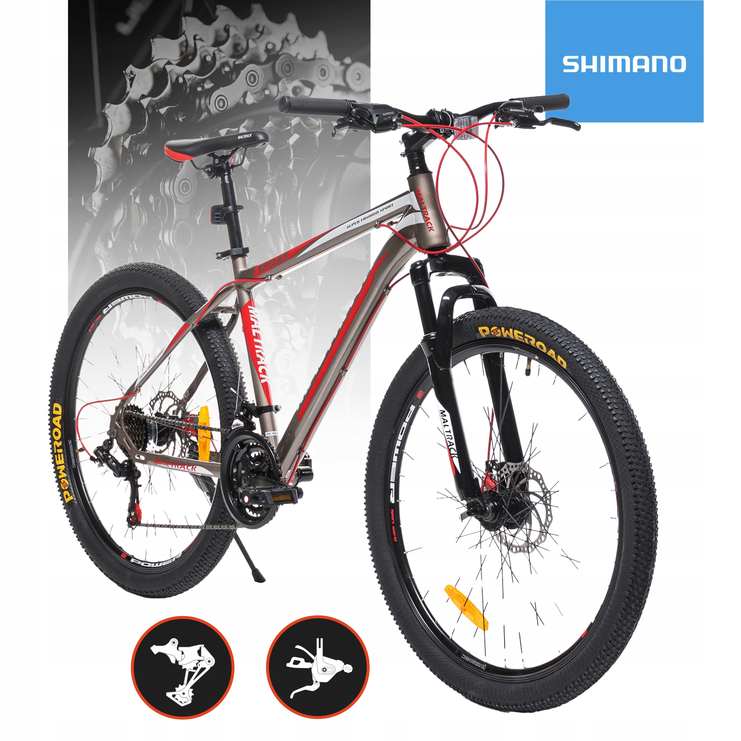 ROWER GÓRSKI MTB 26 SHIMANO 21 BIEGÓW SHIMANO 2 Tarcze RAMA 18" KOŁA 26" Kod producenta 107779