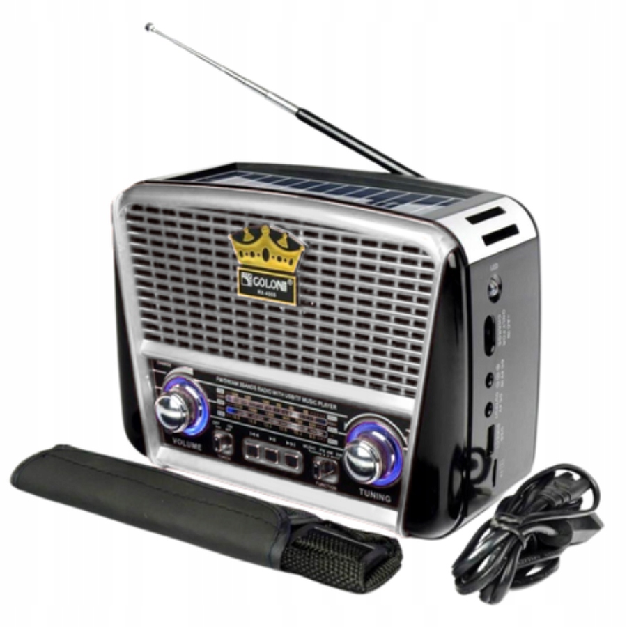 RADIO SOLARNE CZARNE PRZENOŚNE SOLARNE SIECIOWE BATERYJNE STYLOWE RETRO Marka Golon
