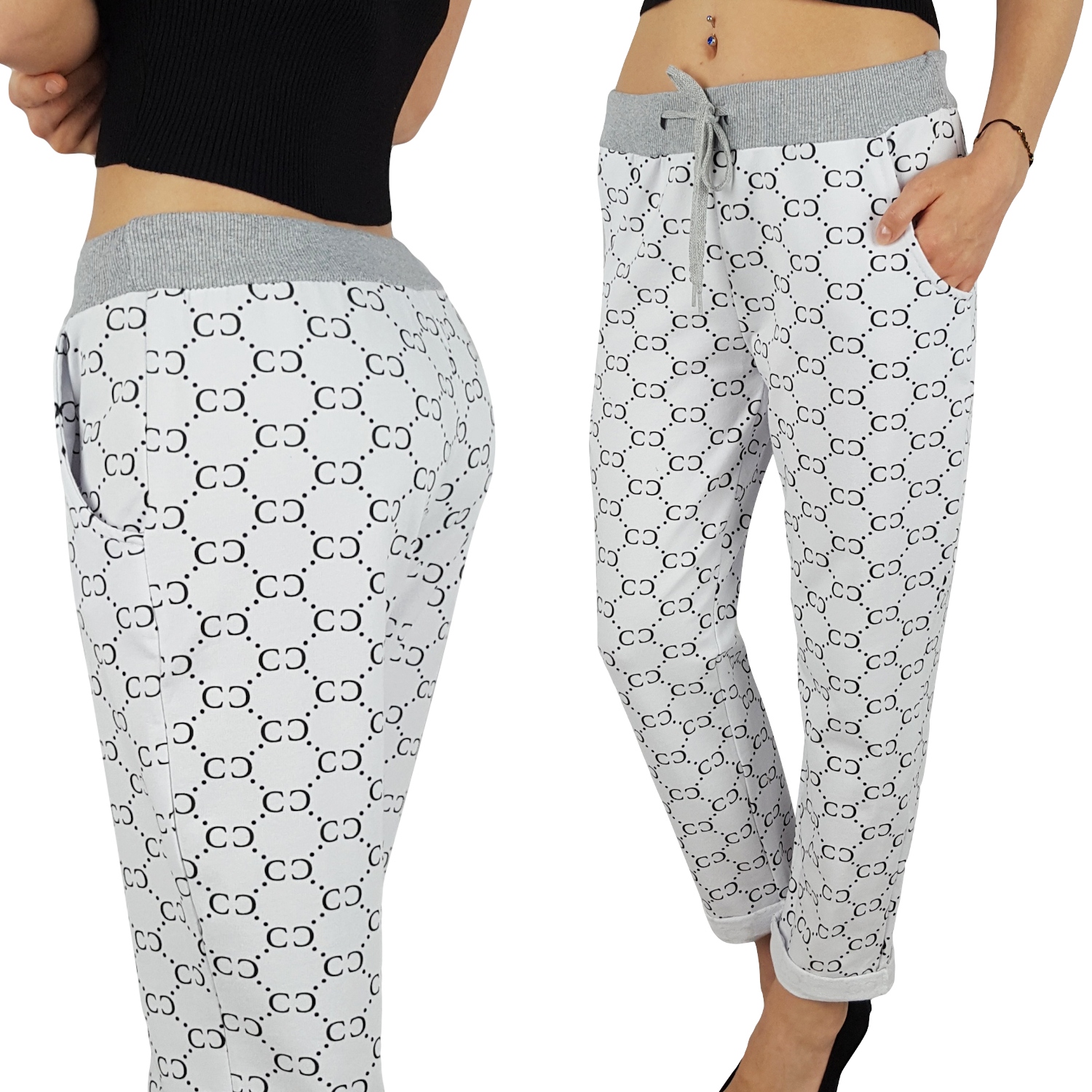 WYGODNE - SPODNIE - DRESOWE - KWIATY - Plus - Size Marka inna