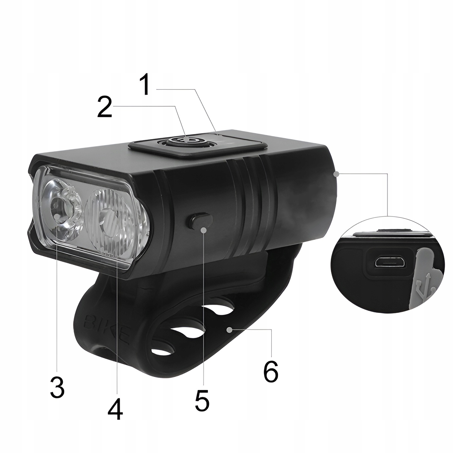 LAMPKA ROWEROWA LED NA ROWER AKUMULATOROWA MOCNA 1000LM + TYLNA LAMPKA Źródło światła dioda LED