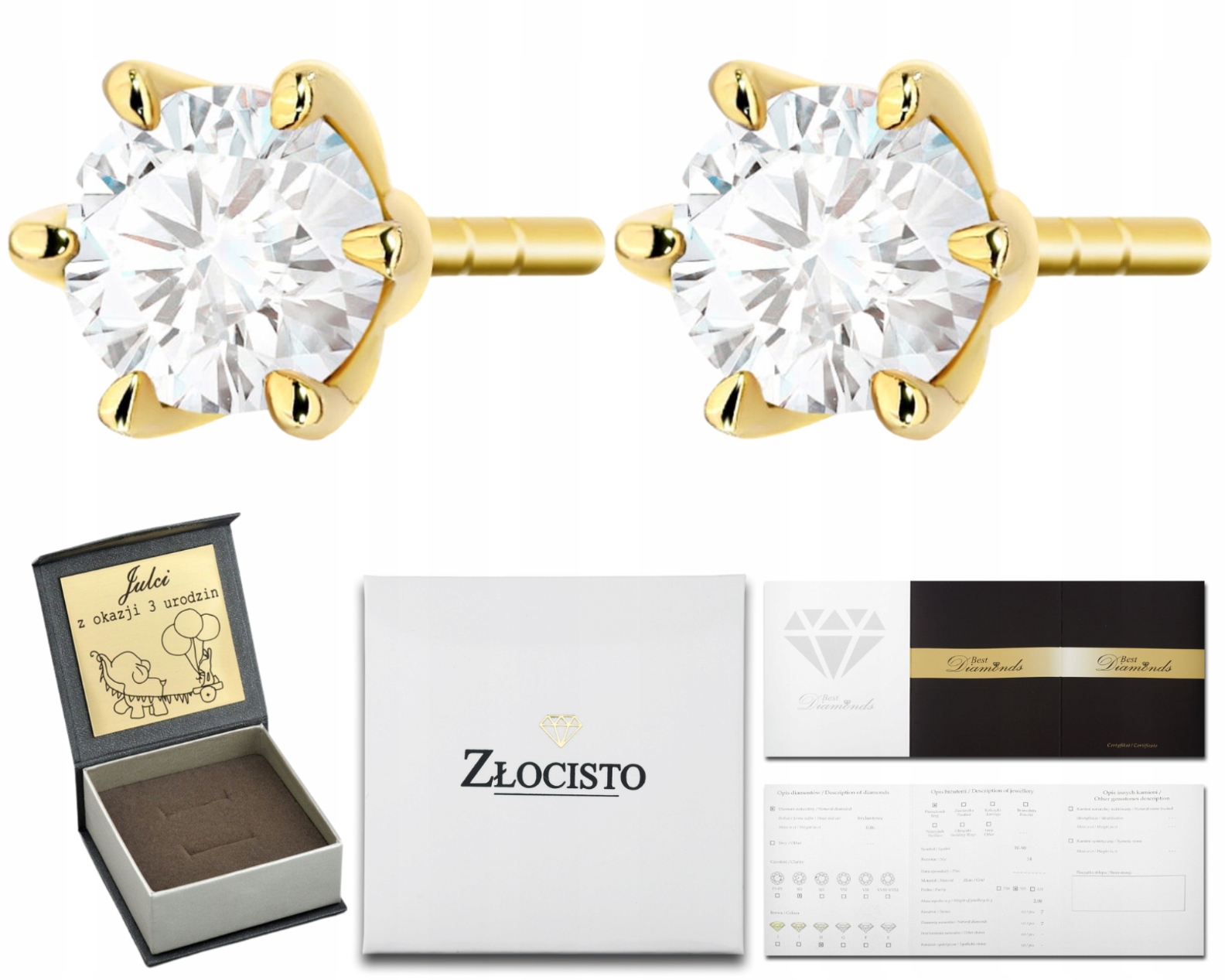 Zlaté Náušnice S Laboratorními Ryzost 585 Dárek Pízedek