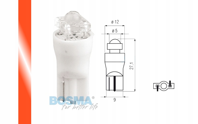 

Żarówka bosma 12v 1*led standard t10 red diamond