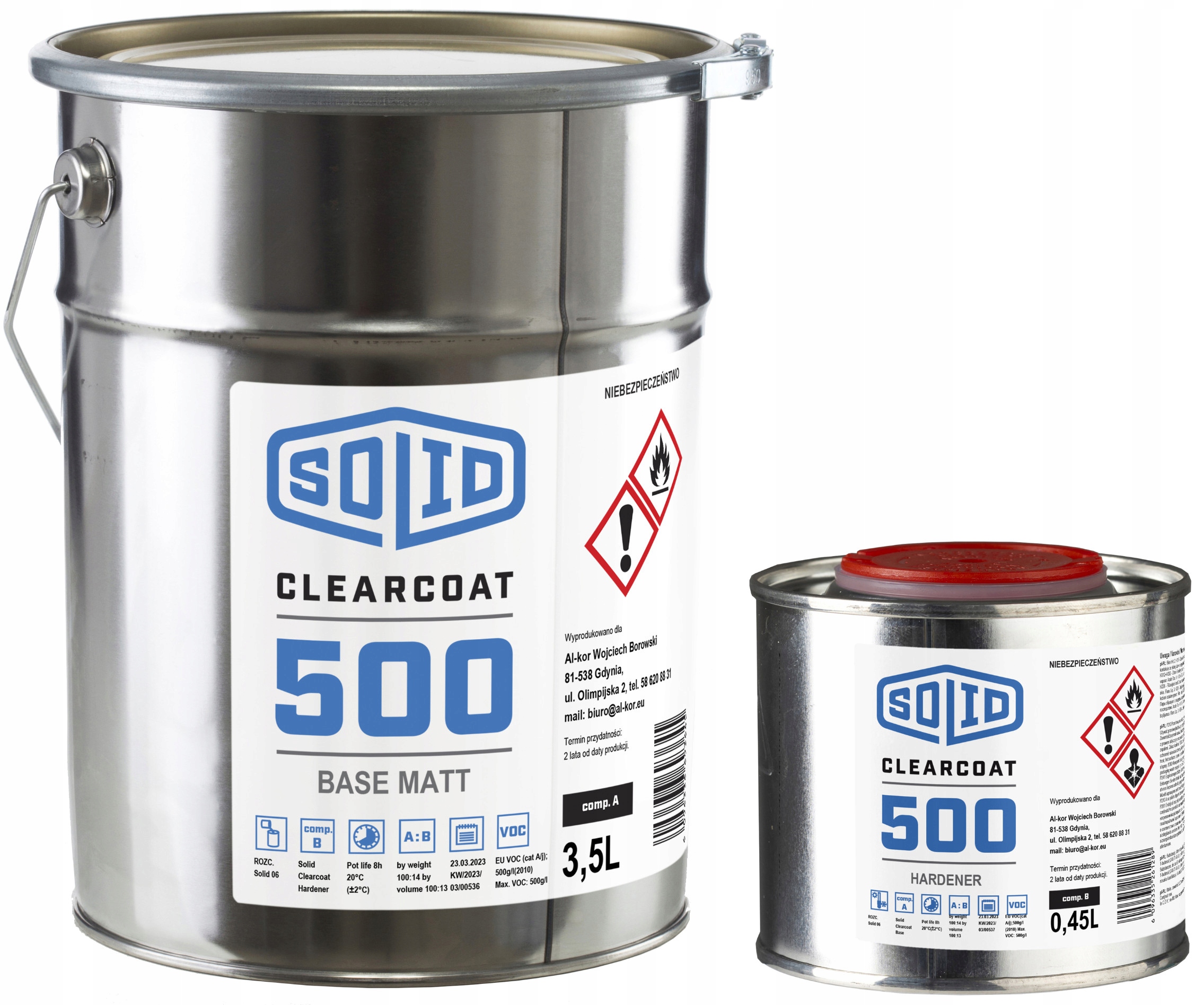 Solid Clearcoat 500 Bezbarvý polyuretanový lak s leskem 3,95L