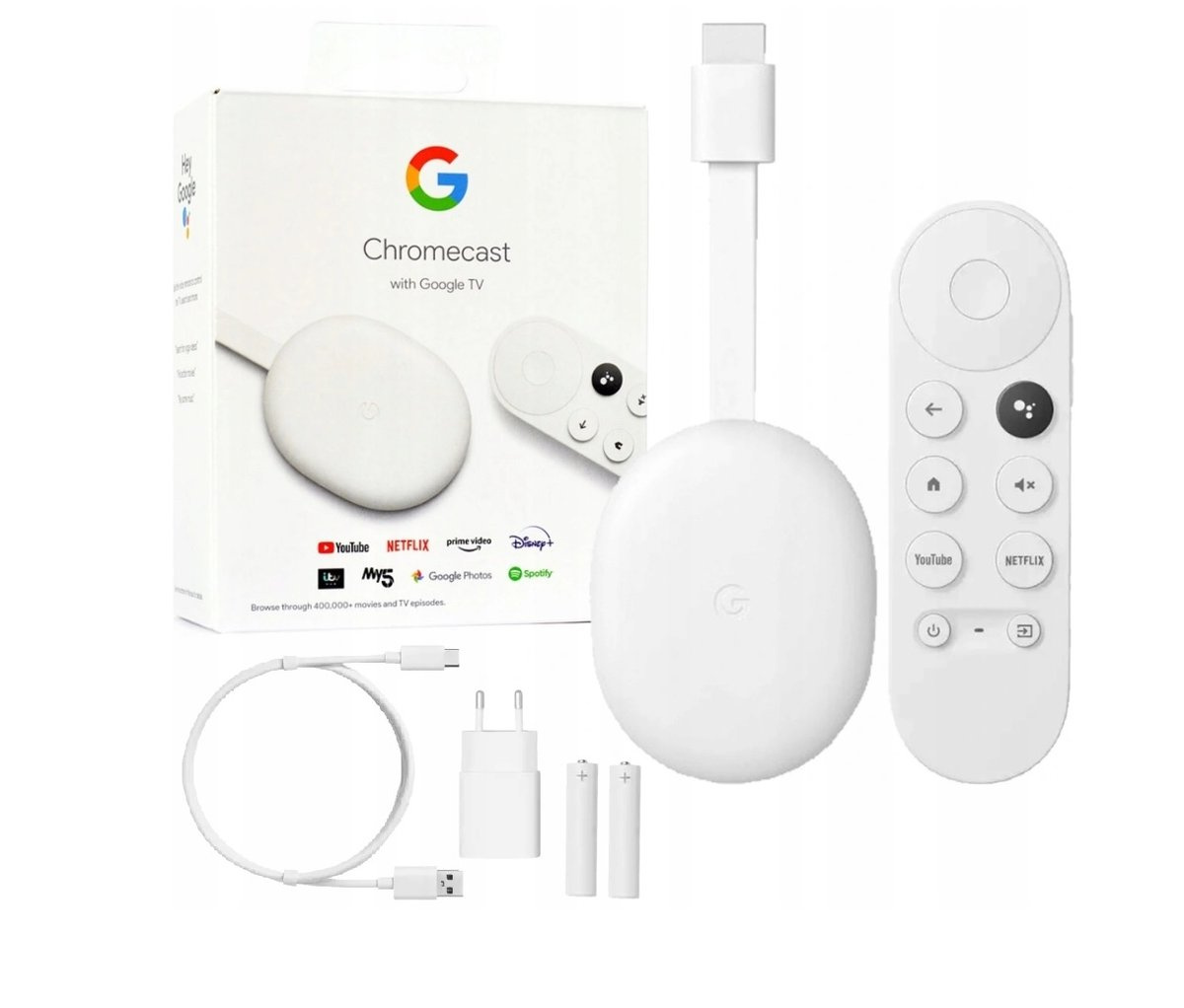 ODTWARZACZ MULTIMEDIALNY GOOGLE CHROMECAST 4.0 4K SMART TV j. polski Pilot