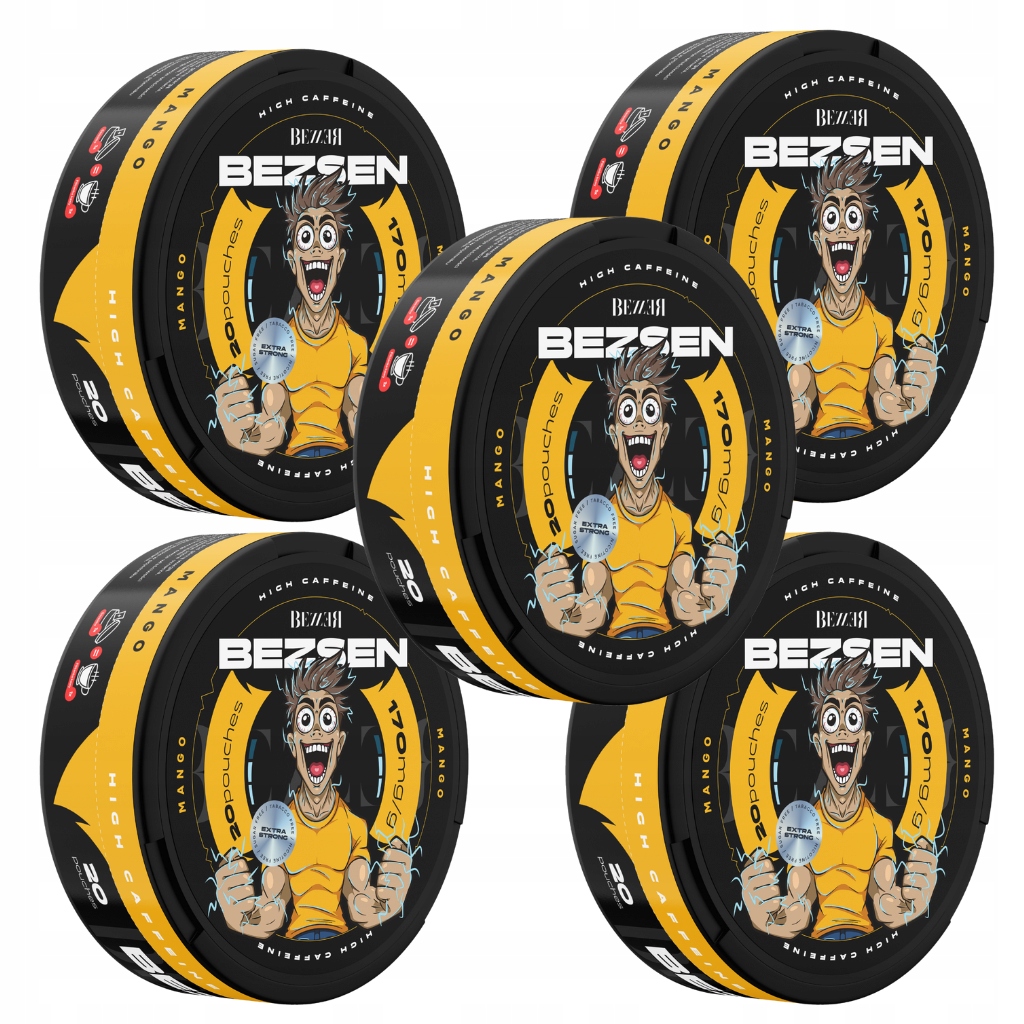 Woreczki z Kofeiną Mango Bez Cukru Bezzer Bezsen 170mg/g Kofeiny