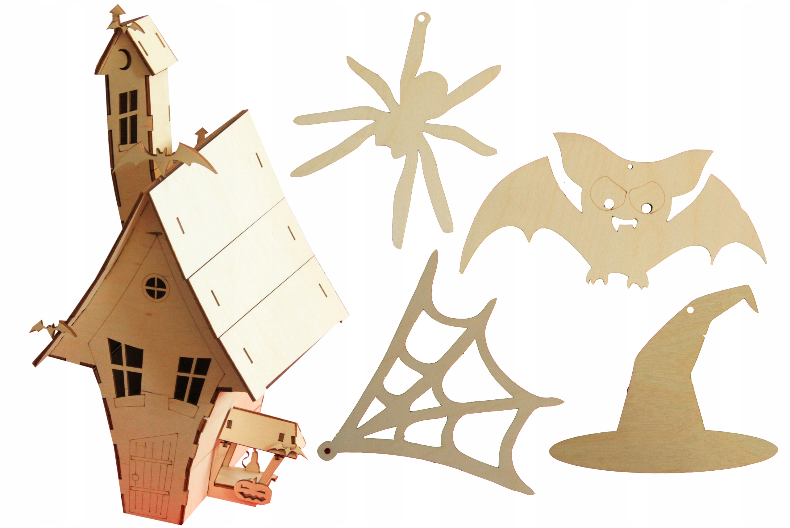 

Dekoracyjny Drewniany Domek Halloween 3D + ozdoby