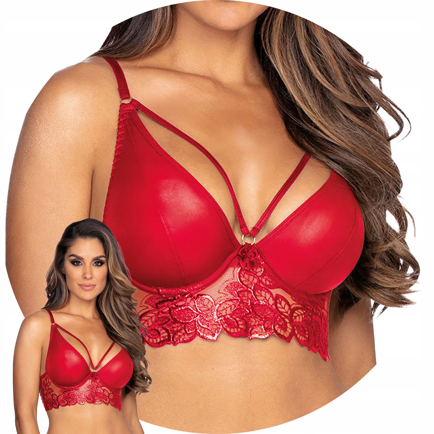 Axami V-10071 Podprsenka Měkký latexový polokorzet červená 65D