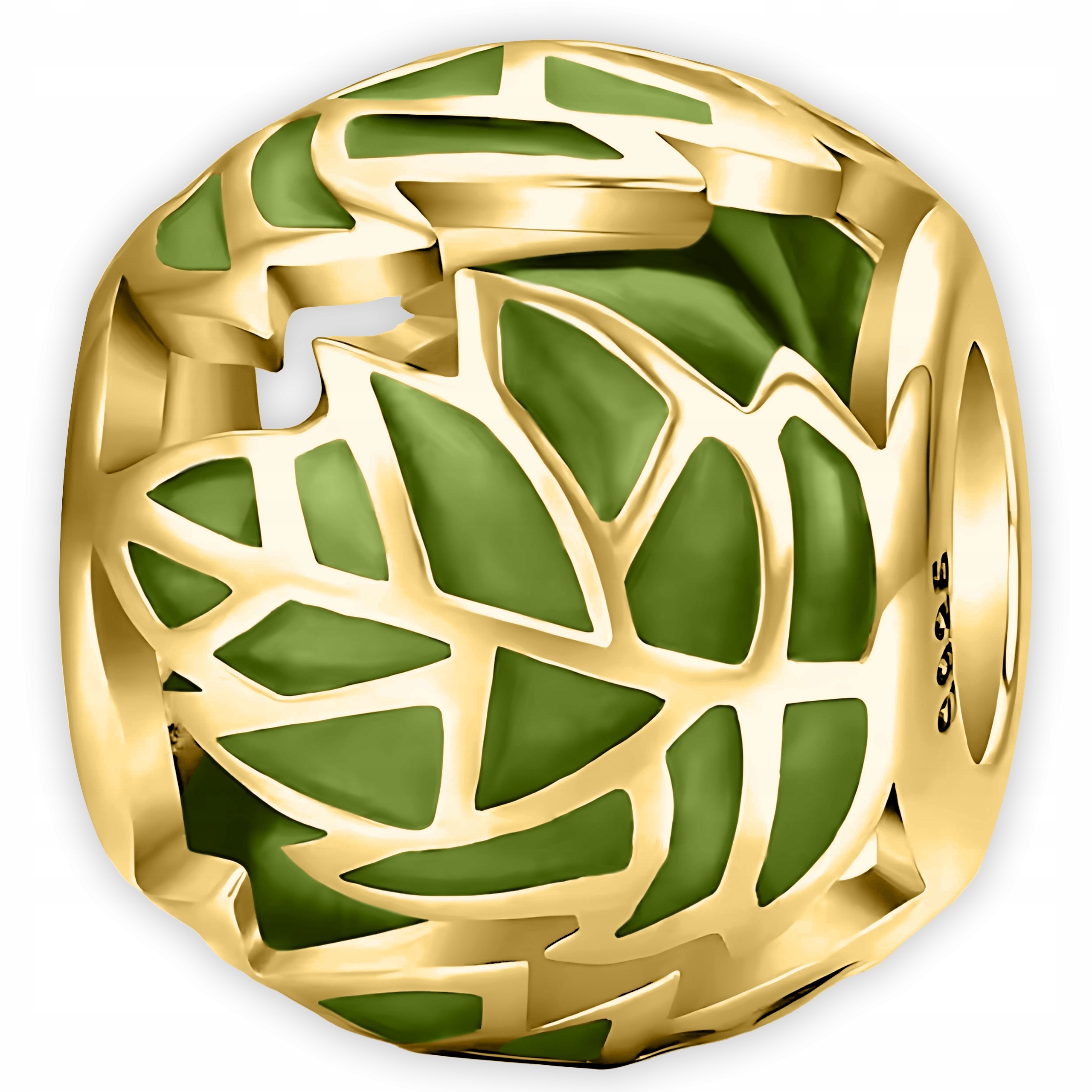 Zlaté Charms Zelené listy Monstery Listy Okrouhlé Stříbro 925