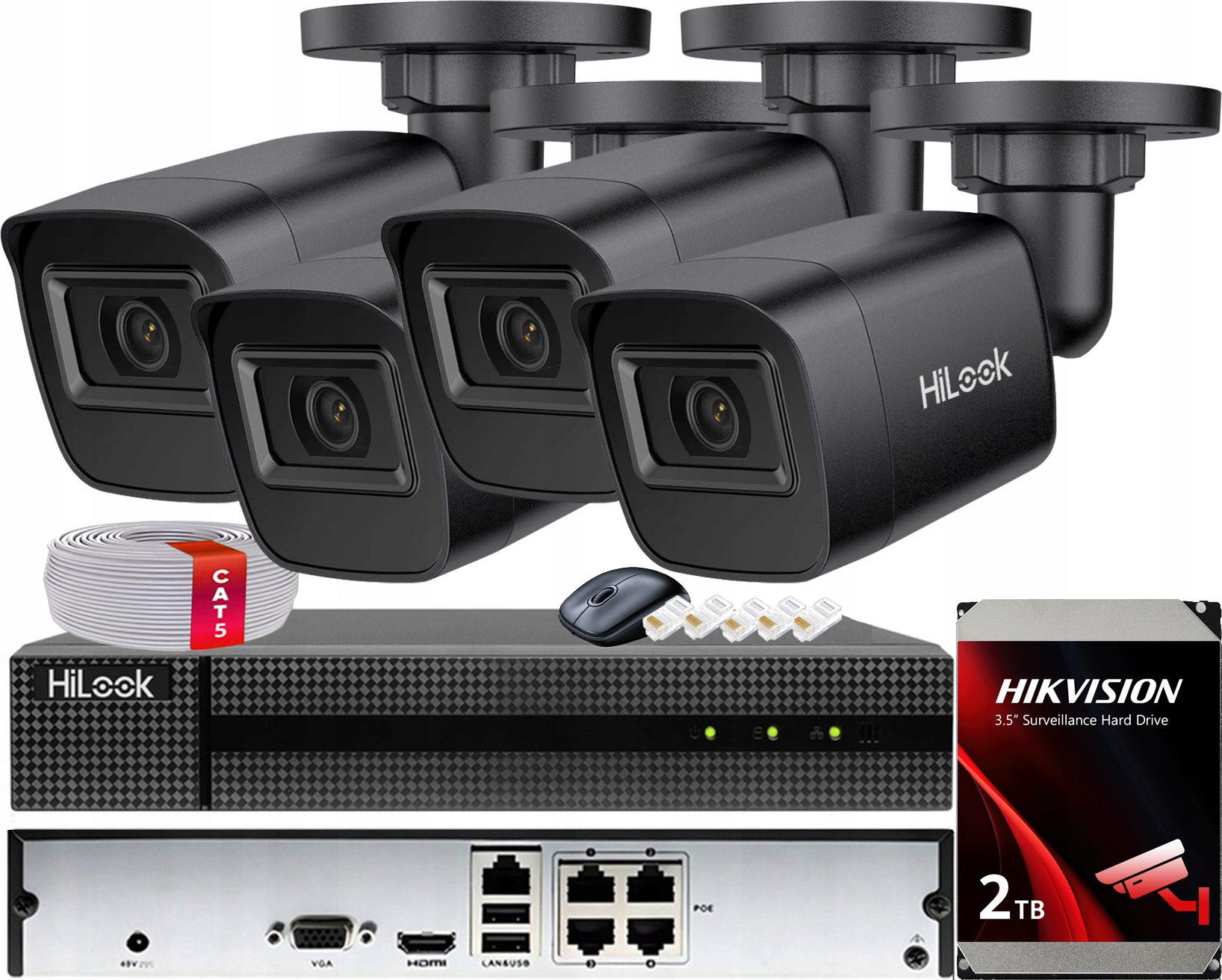 Sada na monitorovanie 4 Mpx kamier IPCAM-B4-P Black Ip PoE rekordér