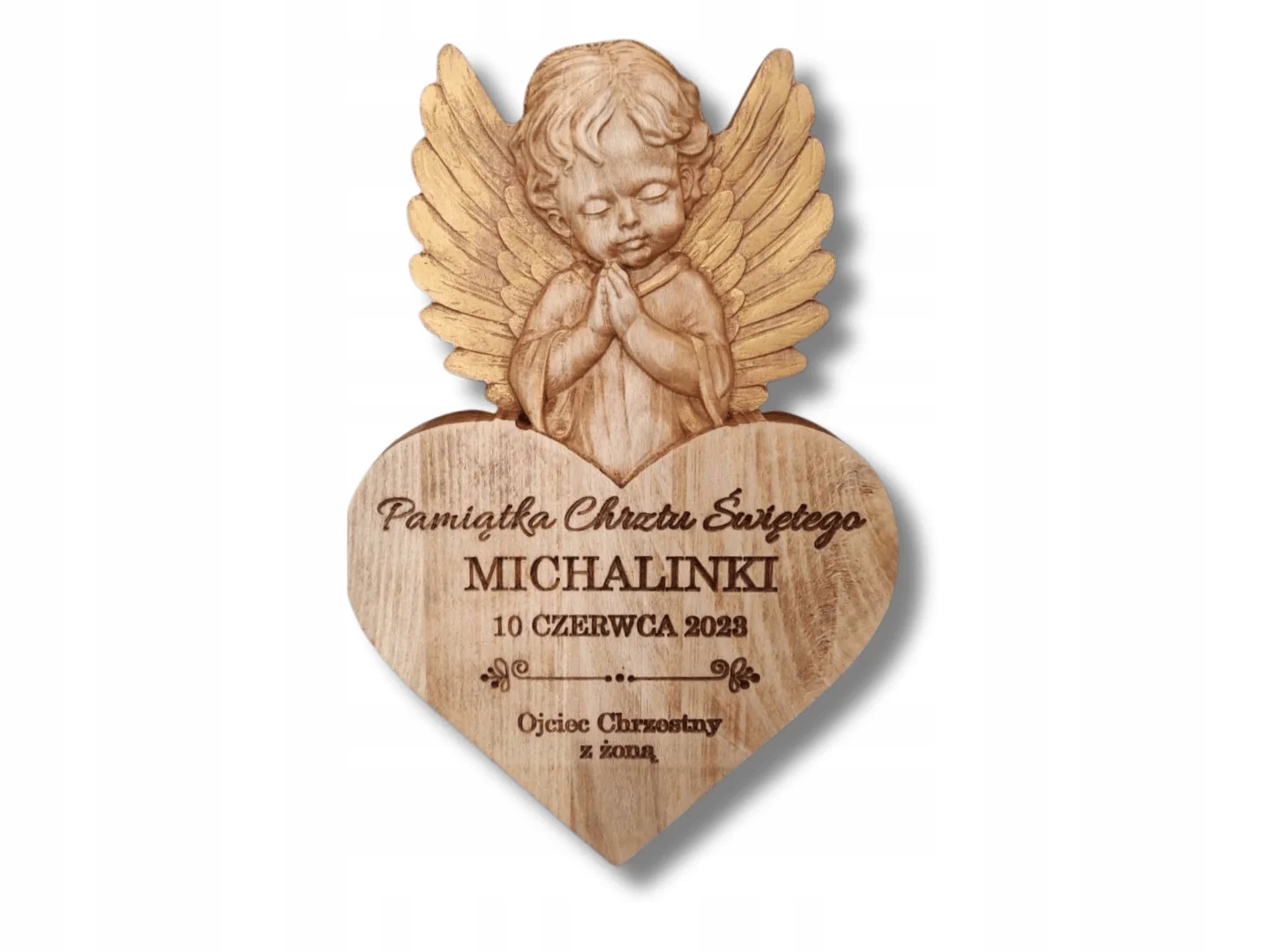 Plochá socha Anděl se srdcem 20 Dárek ke křtinám přijímání Křest Památka