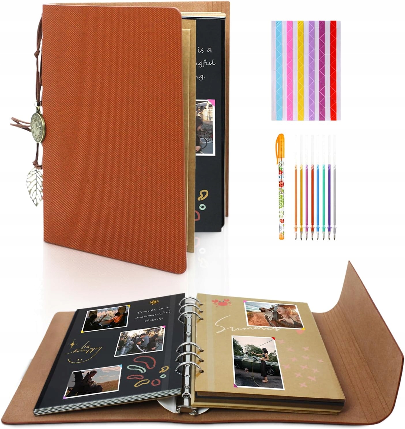 Fotoalbum k lepení personalizované Scrapbook Diy hnědá ekokůže