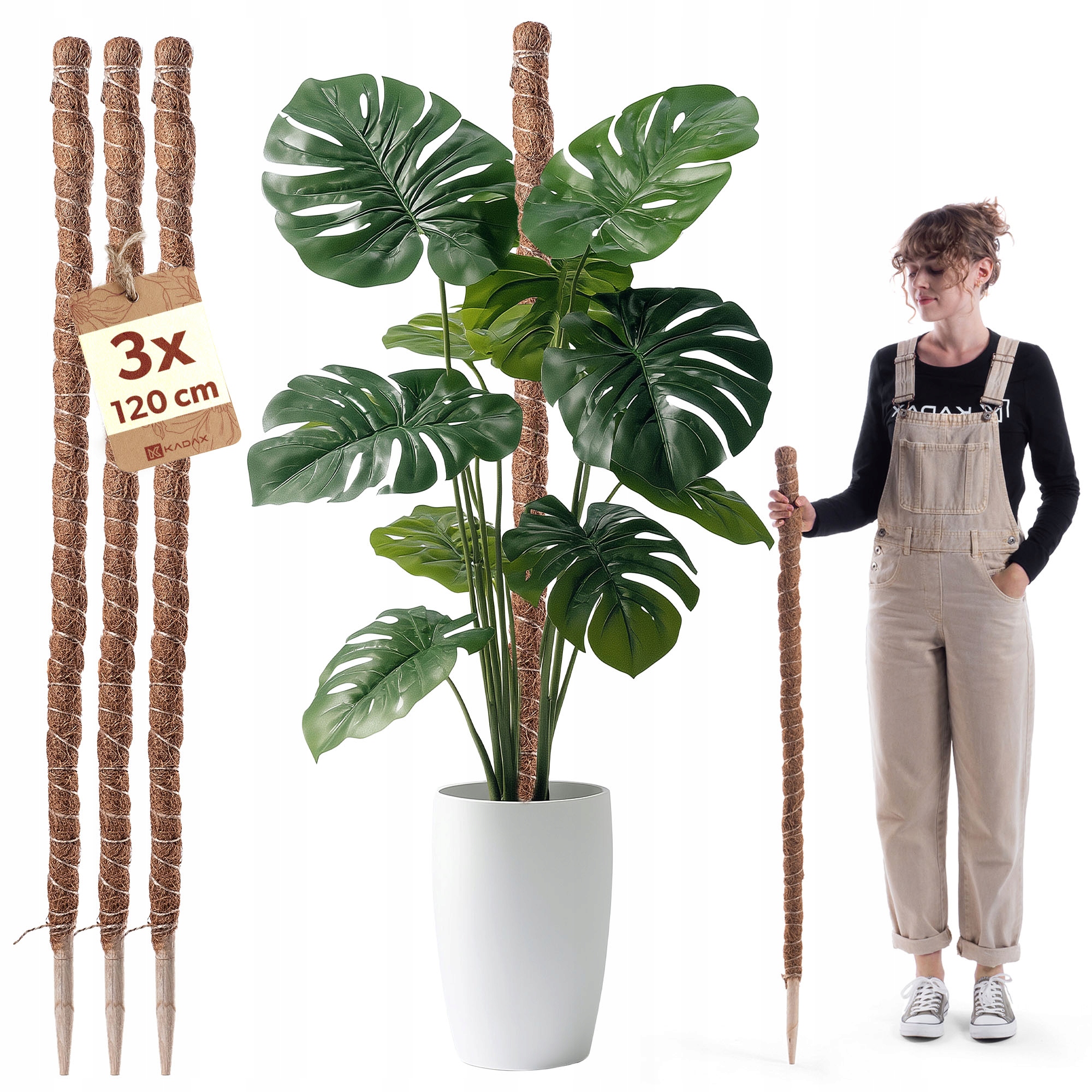 3X опора для цветочных растений 120 см кокосовый кол 4,5 полюс MONSTERY Stick