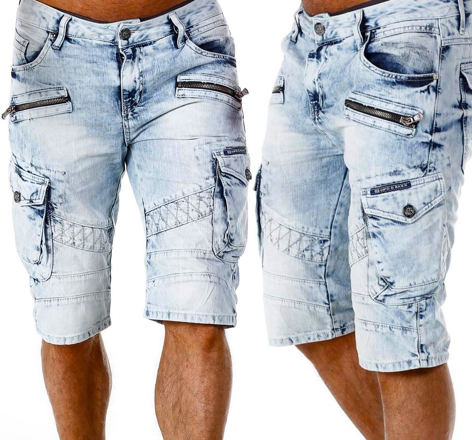 Kraťasy Džínové Cipo Baxx Džíny Kapsáče Zámky Přetíratelné