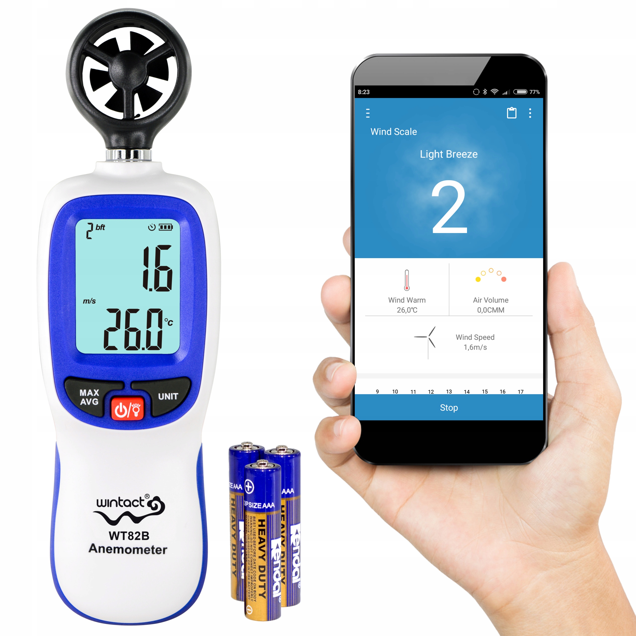 

Wiatromierz Miernik Anemometr Bluetooth Wiatr