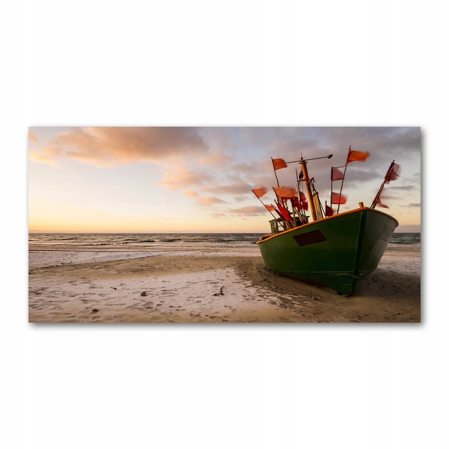 

Foto obraz szklany Kuter rybacki plaża 140x70
