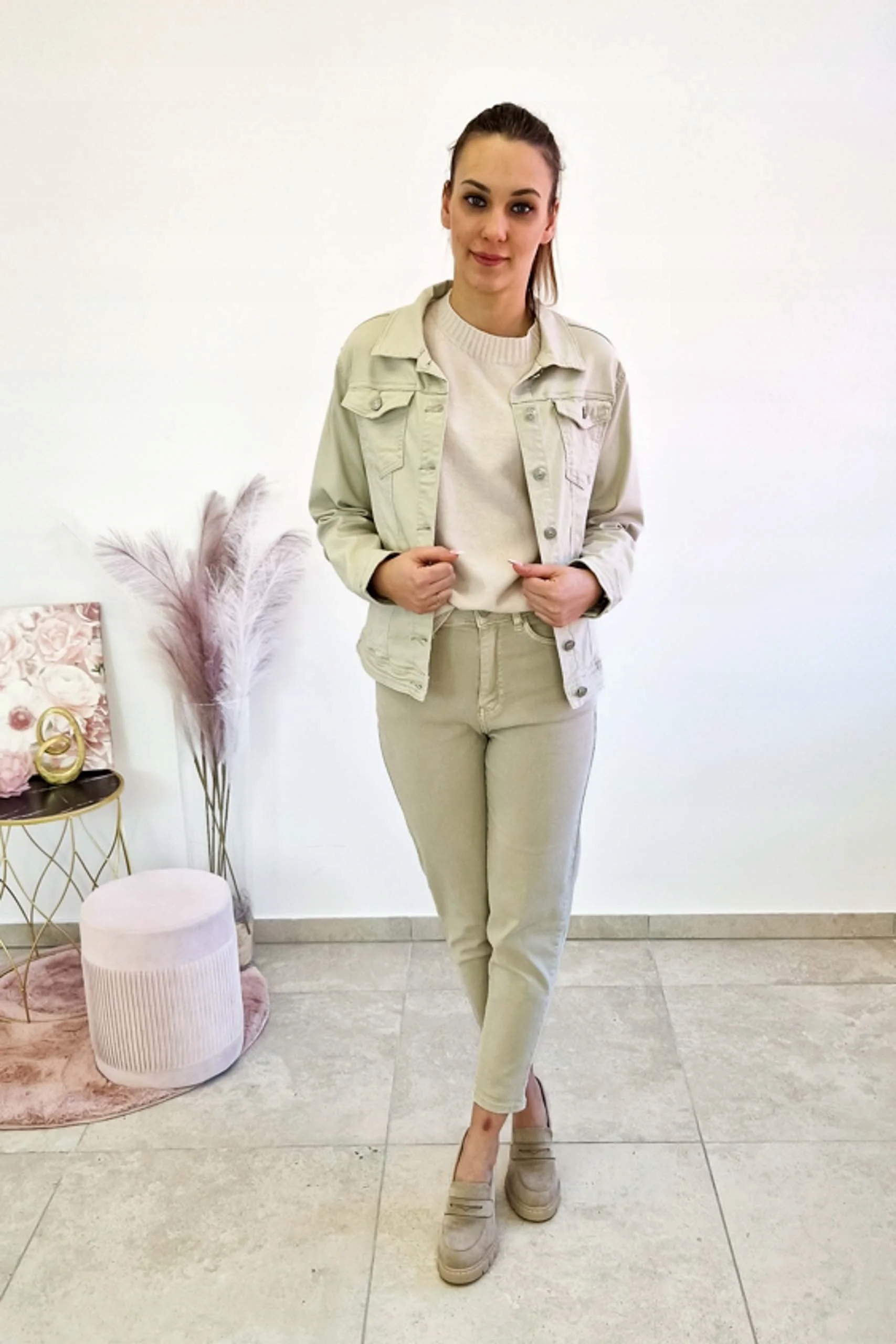 Béžové dámské džíny Mom Fit XL