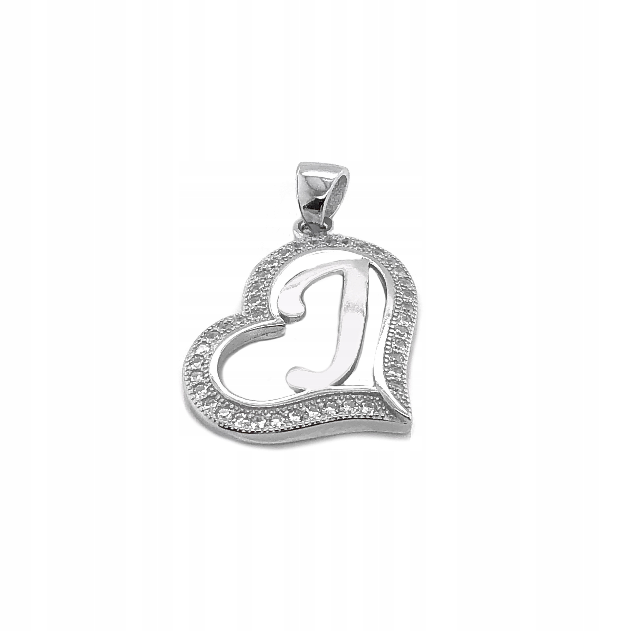 

Literka J srebrna w serduszku Ag 925