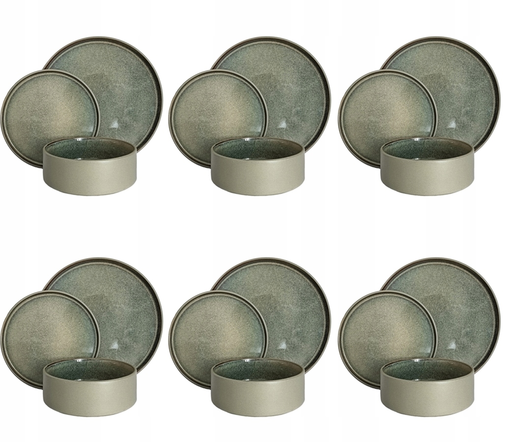 Zestaw talerzy ceramicznych 18el. Stack Grey na 6osób do zmywarki mikrofali