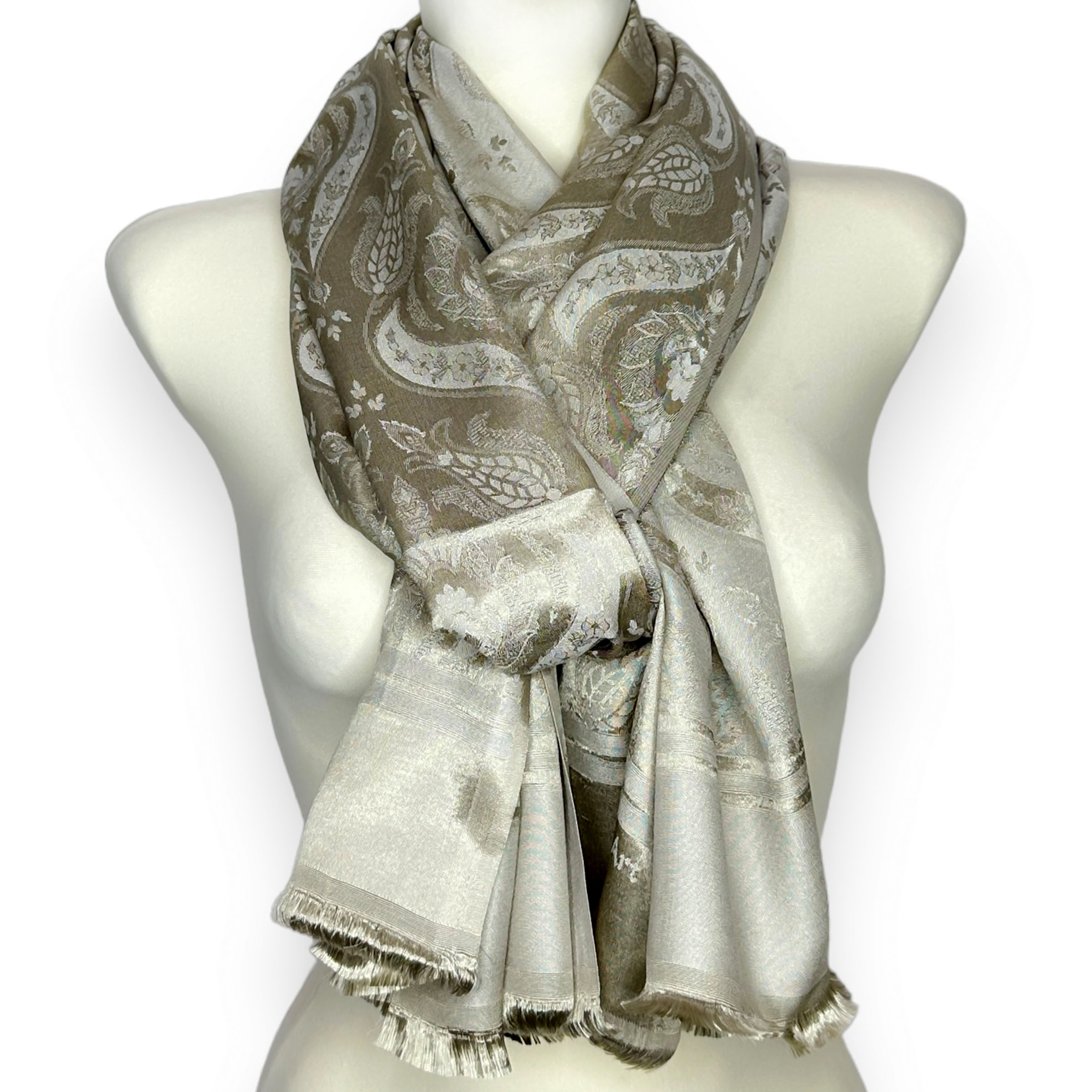 Dámská podzimní šála Silk Art Krémová Ecru Elegantní Turecký Orient