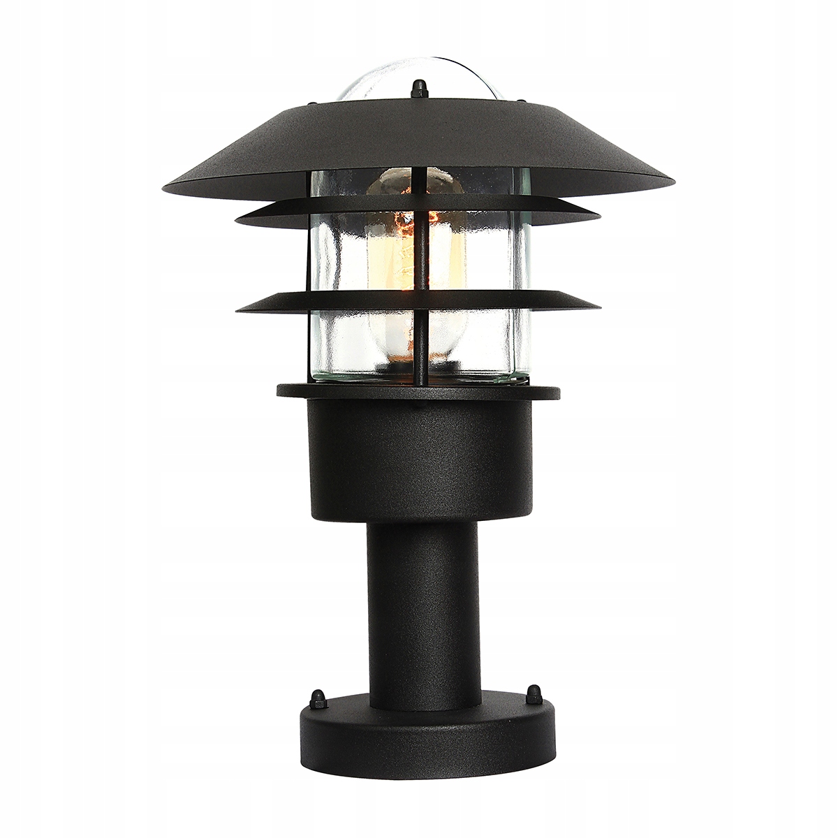 Stojacia vonkajšia lampa s industriálnym záhradným stĺpikom čierna 30 cm Elstead