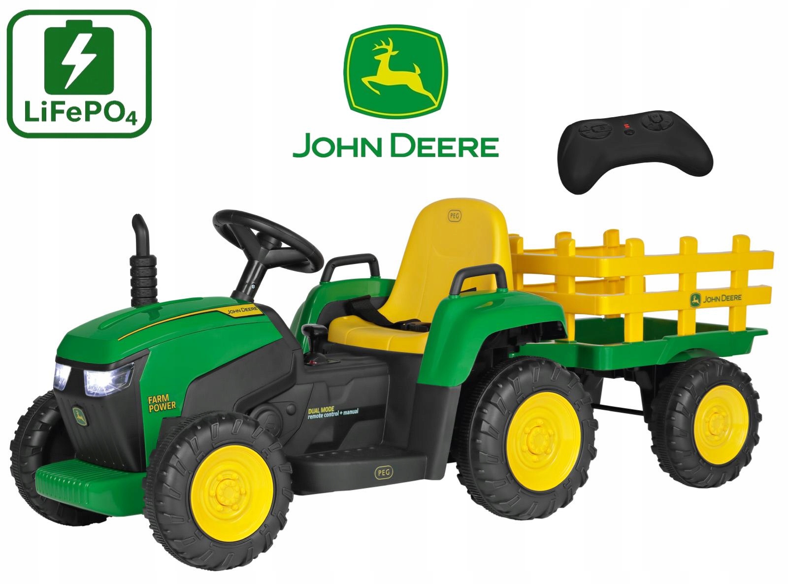Traktor na akumulator John Deere Farm Power 12V Peg Perego LiFePO4