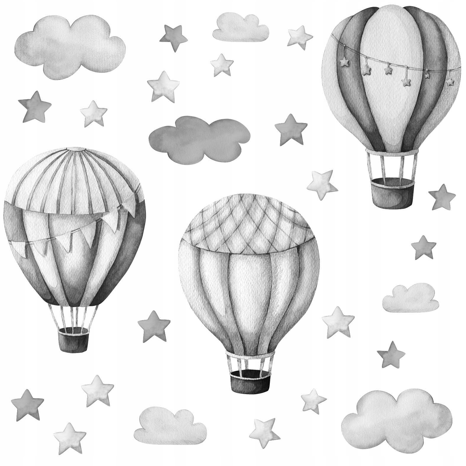 

Duże Naklejki na ścianę szare balony chmurki