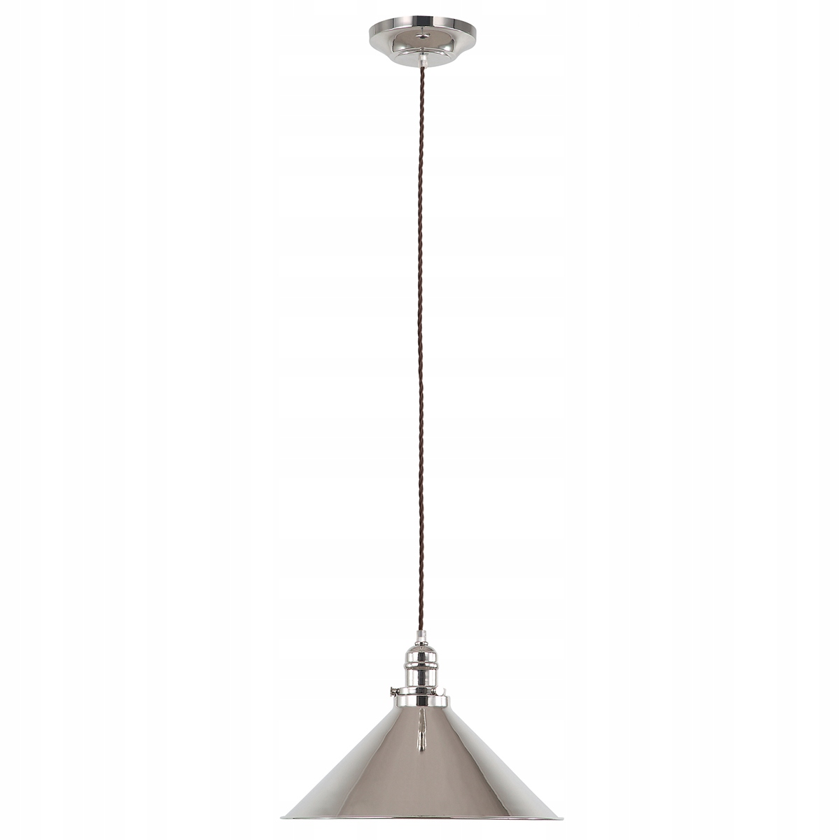 Industriálna závesná lampa leštený nikel nad jedálenský stôl Elstead