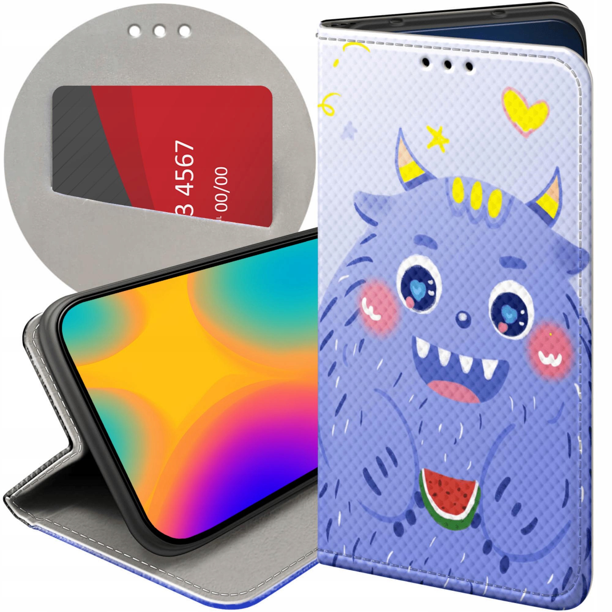 Etui Z Klapką Do Xiaomi Redmi Note 9T Potwory Potwór Monster Futerał