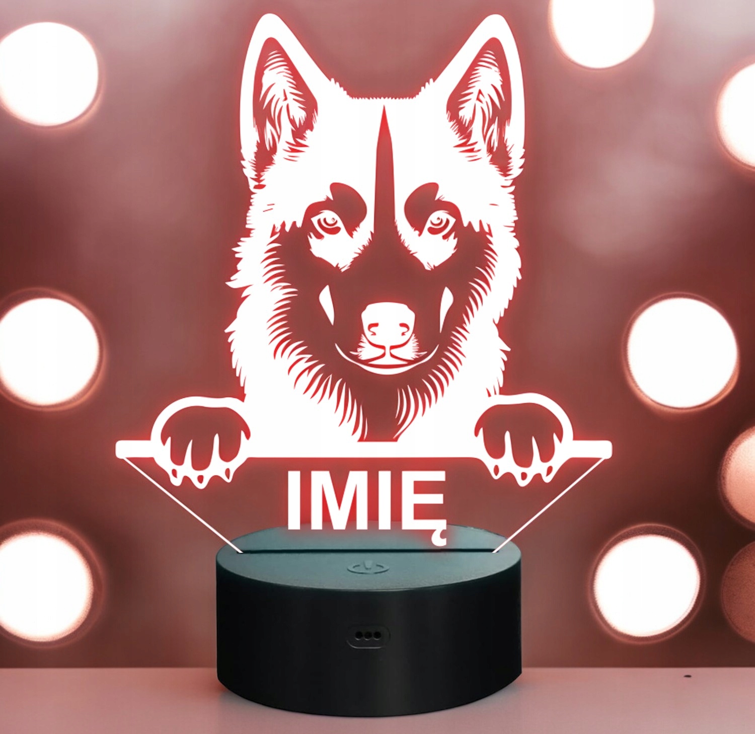 Lampka Nocna LED Husky Rasa Psa z Imieniem na Prezent v.1 Marka bez marki