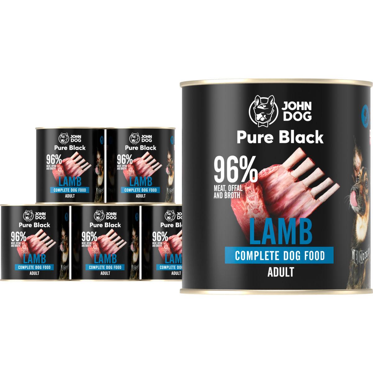 Levně Krmivo John Dog Pure Black s jehněčím masem 6 x 800 g