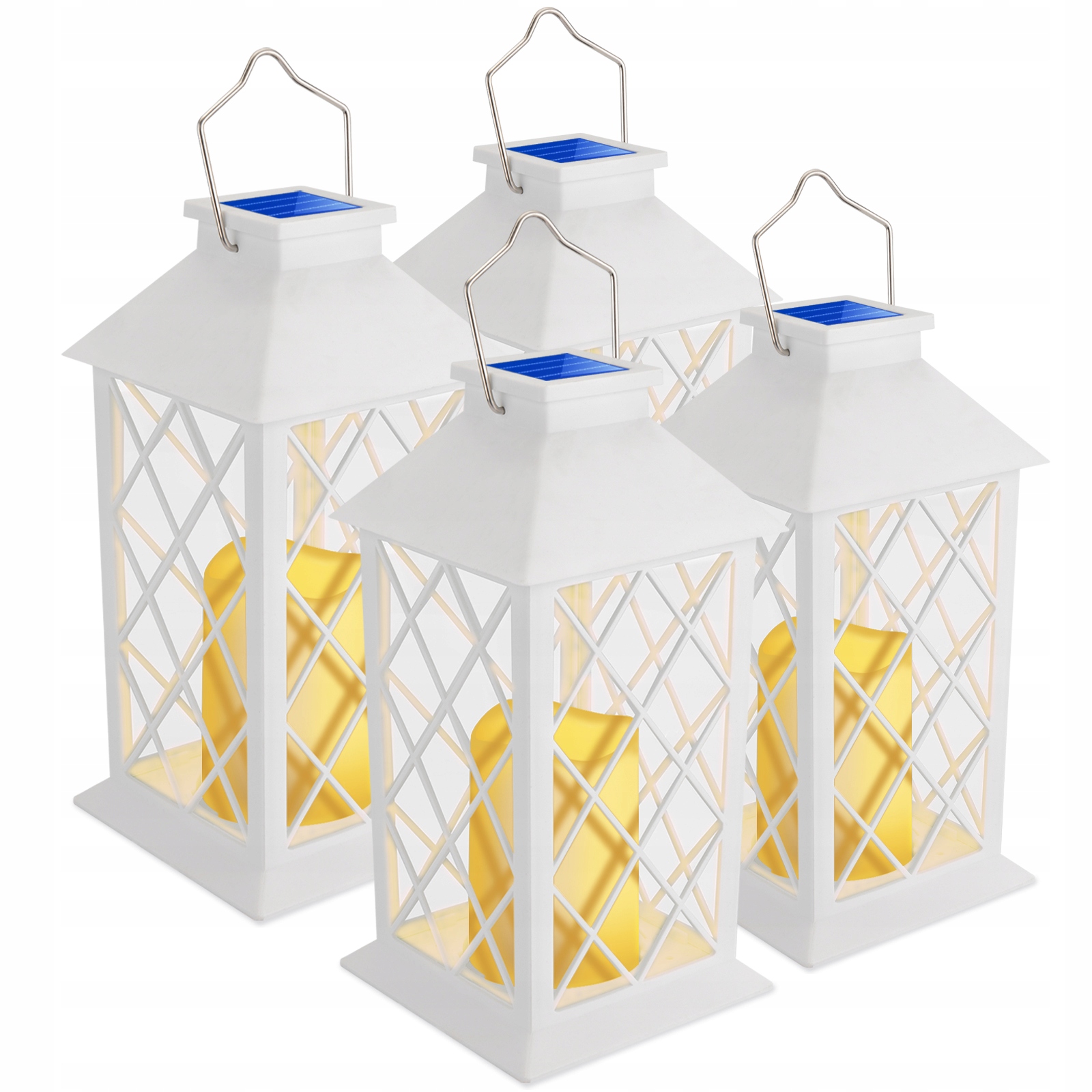 4x Lampka Ogrodowa SOLARNA LED LAMPION LATARENKA 28cm BIAŁA ZNICZ SOLARNY