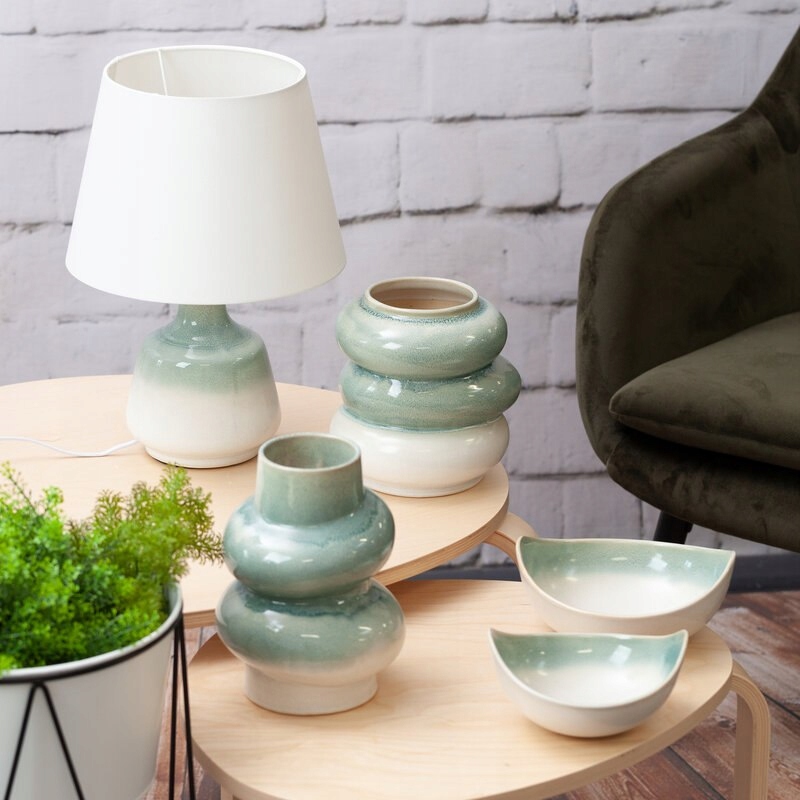 WAZON DEKORACYJNY LIANA (04) 21X19X26 CM KREMOWY Materiał ceramika