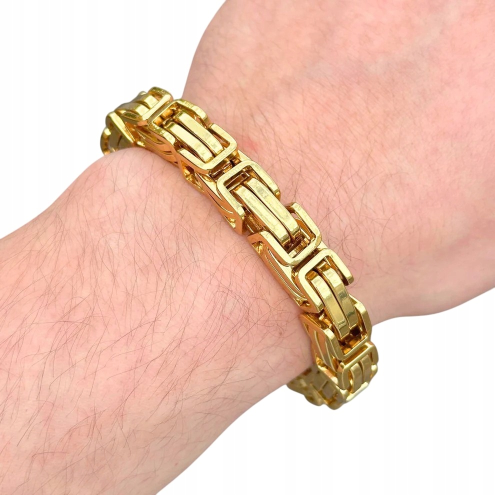 Královský náramek Byzantský zlatý 12 mm Metini Pozlacený Ocel 316 l