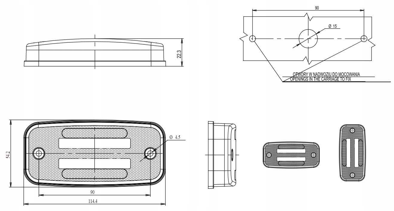 Lampa LED pozycyjna tylna wieszak 12V-24V 1139 EAN (GTIN) 5901323133541