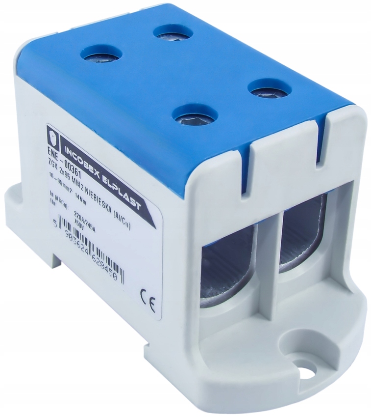 ZŁĄCZKA SZYNOWA JEDNOPOLOWA ZGX 2x95 MM2 NIEBIESKA (Al/Cu) INCOBEX