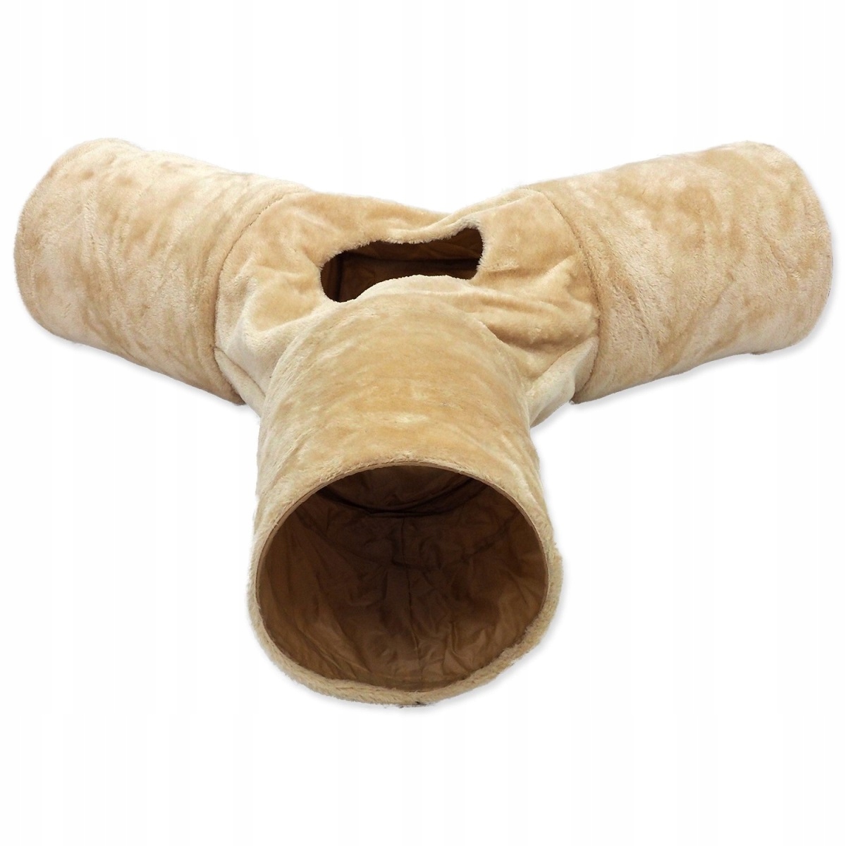 Levně Tunel Magic Cat plyšový tvar Y šustící béžový 80 cm