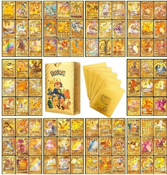 

Kolekcjonerskie Karty Pokemon Folia Złote 55 Kart