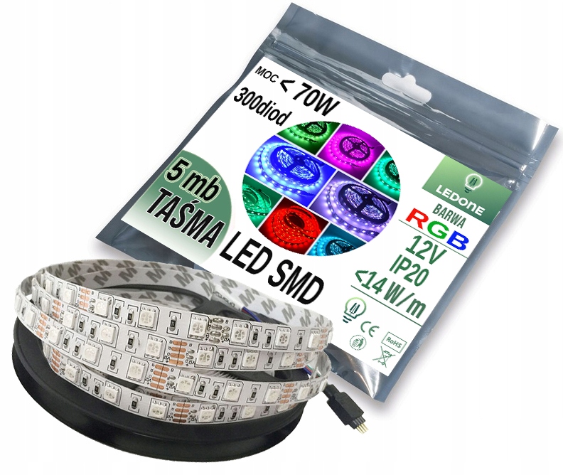 

Taśma Rgb Listwa Led 300 SMD5050 5m niewodoodporna